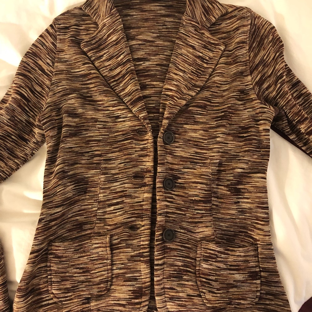 Magaschoni silk knit brown blazer